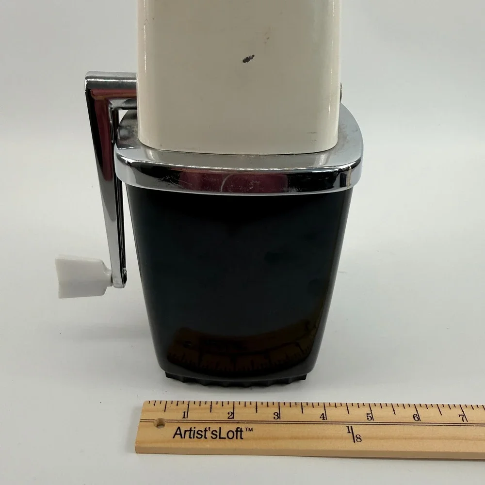 Swing-A-Way Vintage Manual Ice Crusher Hand Crank Black White Chrome Barware